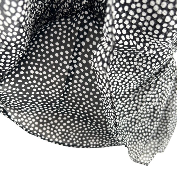 Ann Taylor Black White Polka Dot Silk Blend Smocked Peplum Top Size 6 - Picture 8 of 13